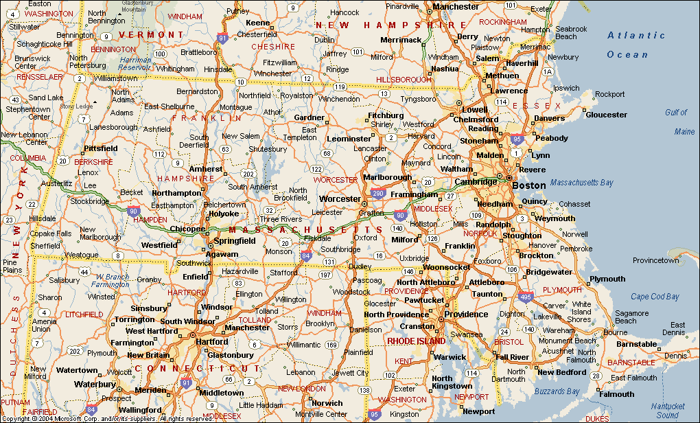 Massachusetts, Map