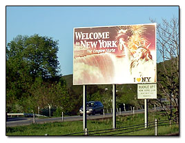 New York welcome sign