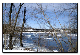 Cohoes, Hudson River view in winter