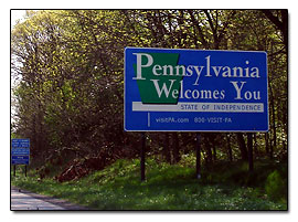 Pennsylvania Welcome sign